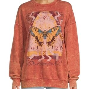 No Boundaries Rust Orange Tie Dye Butterfly Graphic Sweatshirt Size XXL (19)